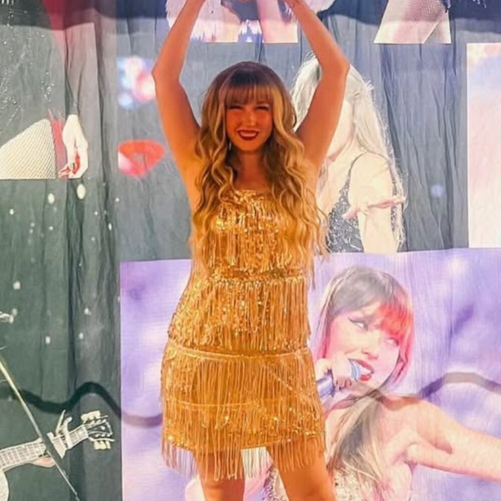 Gold fringe Taylor Swift Dress